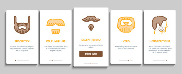 胡子和胡子上的元素图标集图片下载