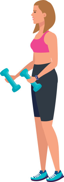 拥有哑铃角色的年轻女运动员图片下载