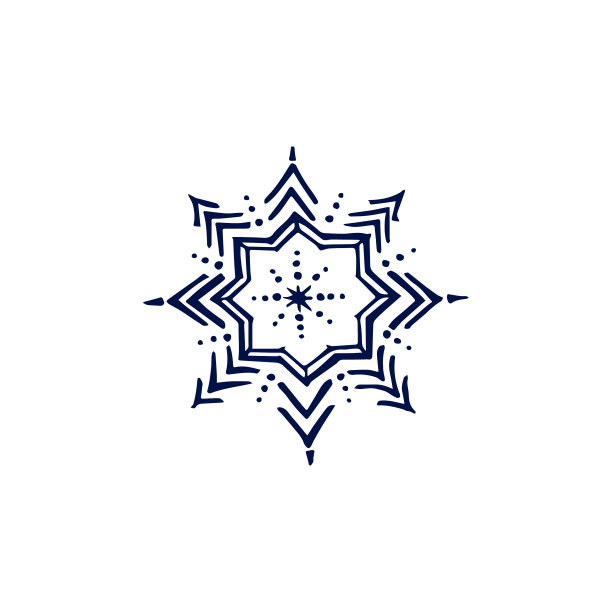 手绘深蓝色雪花孤立在白色图片下载