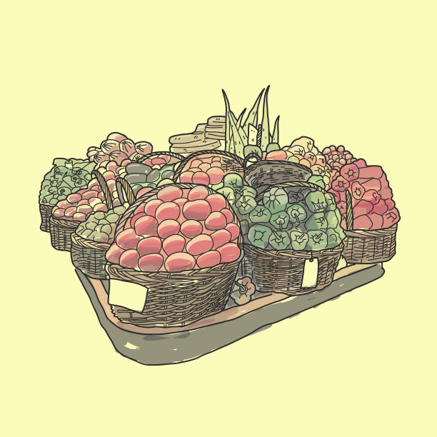 水果和蔬菜都装在篮子里图片下载