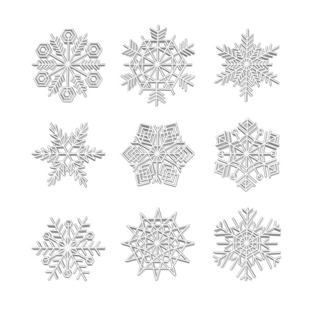 3D雪花图标合集：雪、圣诞、冬季图片下载