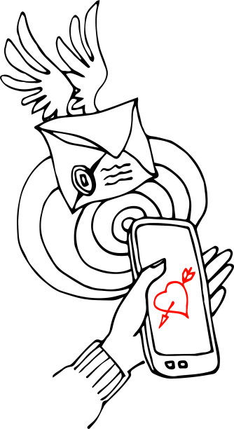 女生手拿智能手机收到爱的短信图片下载