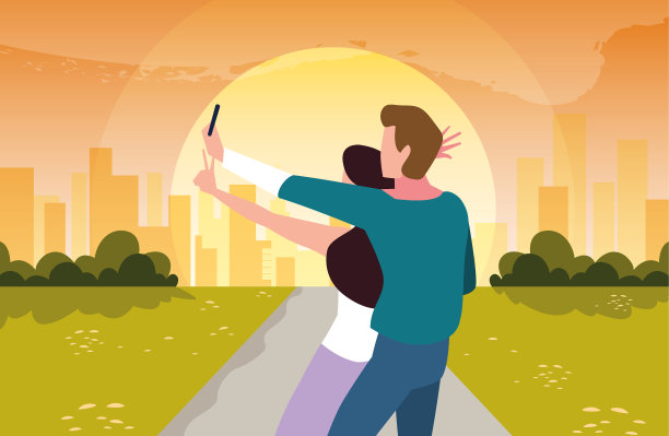 在公园里散步的情侣图片下载