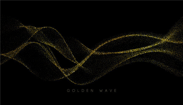 抽象闪亮的彩色金色波浪设计元素图片下载