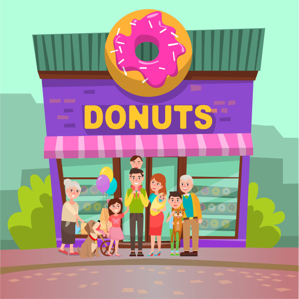 甜甜圈餐厅在糖果店附近图片下载