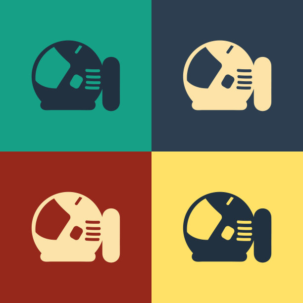 彩色宇航员头盔图标孤立的颜色图片下载