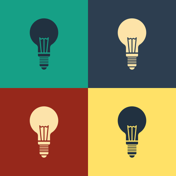 彩色灯泡与概念概念图标图片下载