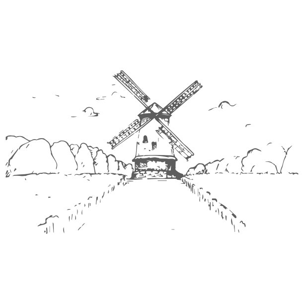 手绘风车意大利面或意大利面标签图片下载