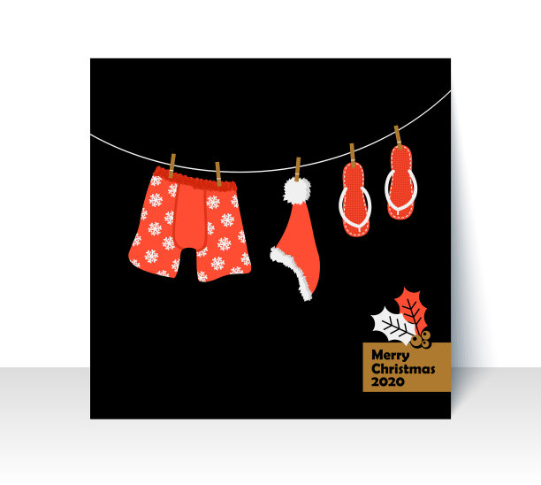 圣诞贺卡海滩配件泳衣图片下载