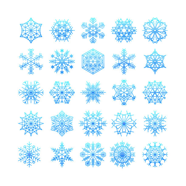 蓝色雪花冬季图标合集图片下载