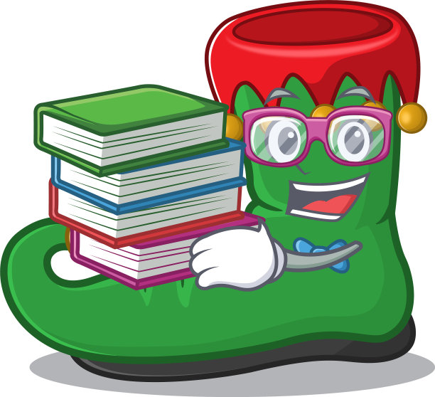 学生与书精灵鞋吉祥物卡通图片下载
