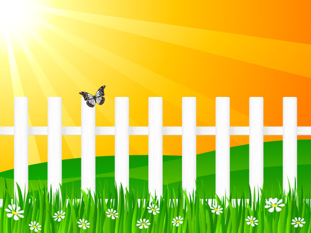 木栅栏和蝴蝶2图片下载