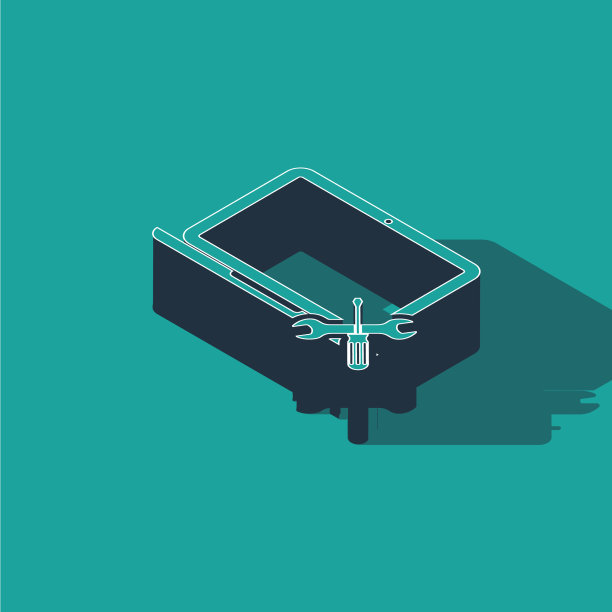 等距笔记本电脑与螺丝刀和扳手图标图片下载