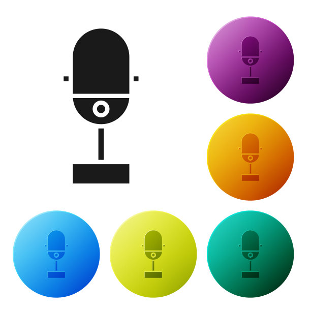 黑色麦克风图标隔离在白色背景图片下载