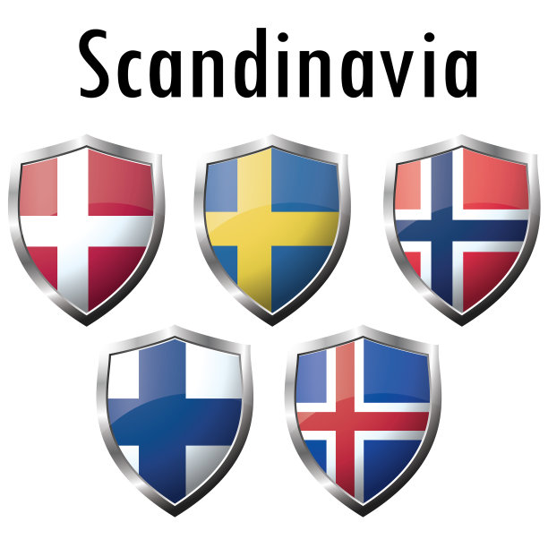 北欧国家的旗帜图标在白色的背景图片下载