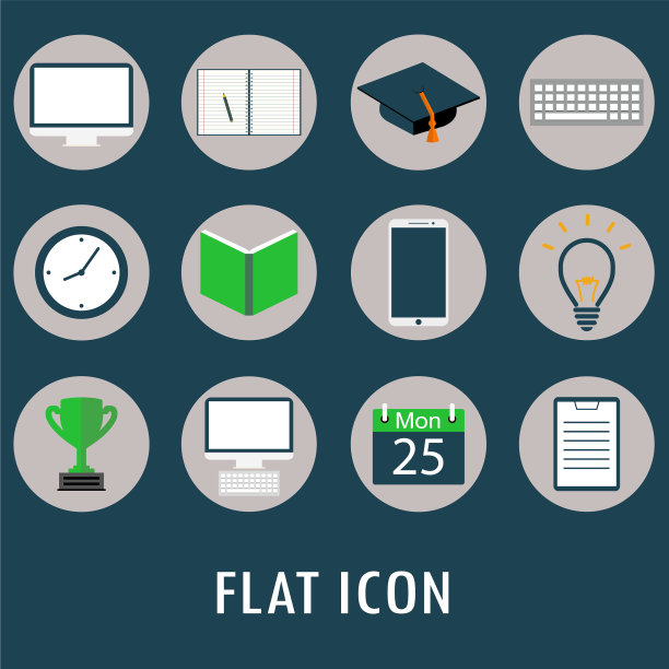 通用平面图标用于网络和移动图片下载