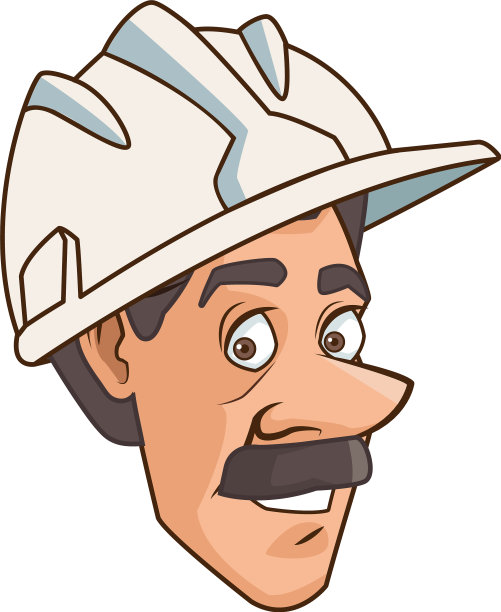 卡通男子与胡子和安全帽图标图片下载