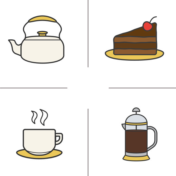 茶和咖啡颜色图标集图片下载