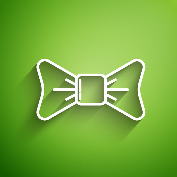 白色线蝴蝶结图标孤立在绿色图片下载