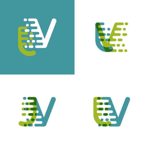 用浅绿色强调速度的Jv字母标志图片下载