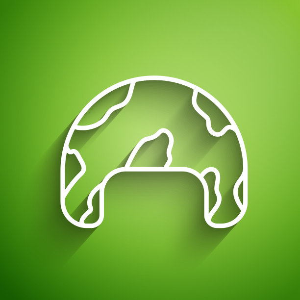 白色线军用头盔图标隔离在绿色图片下载