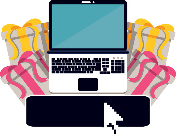 礼品盒与笔记本电脑图片下载