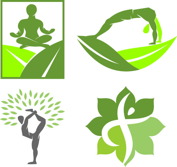 瑜伽叶标志设计会徽冥想集图片下载