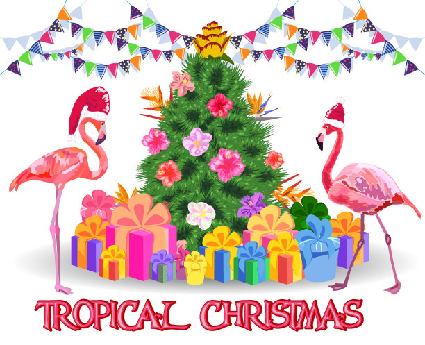 圣诞树做成了热带怪兽的叶子图片下载