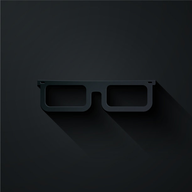 剪纸眼镜图标孤立在黑色图片下载