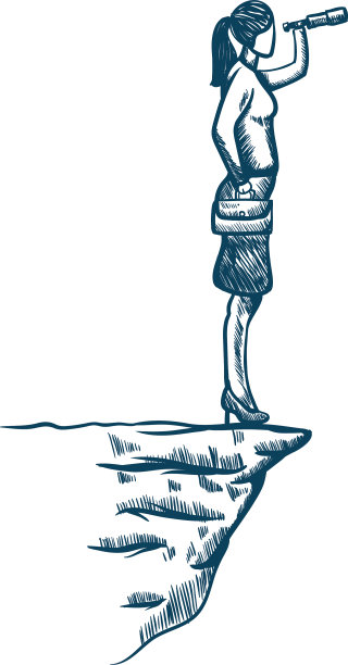 手绘商业女性拿着望远镜图片下载