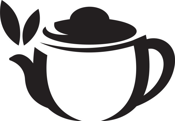 绿茶杯叶标志模板剪影设计图片下载