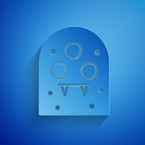 剪纸异形图标孤立在蓝色背景图片下载