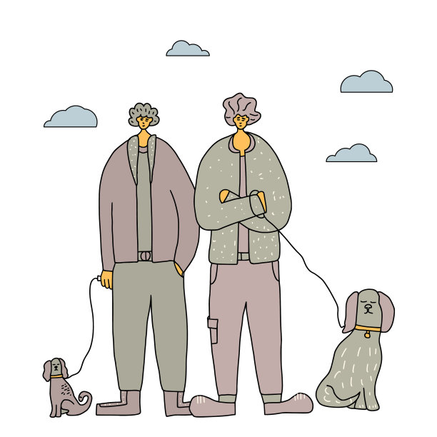 遛狗的人与狗设计图片下载