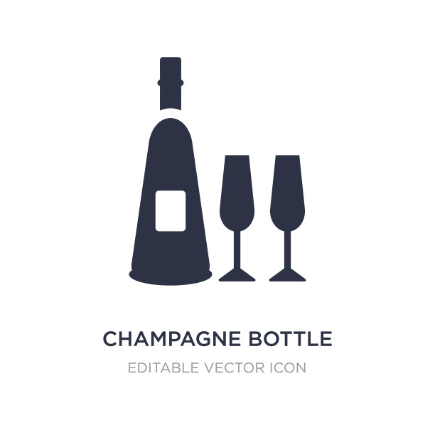 香槟瓶图标上的白色背景简单图片下载