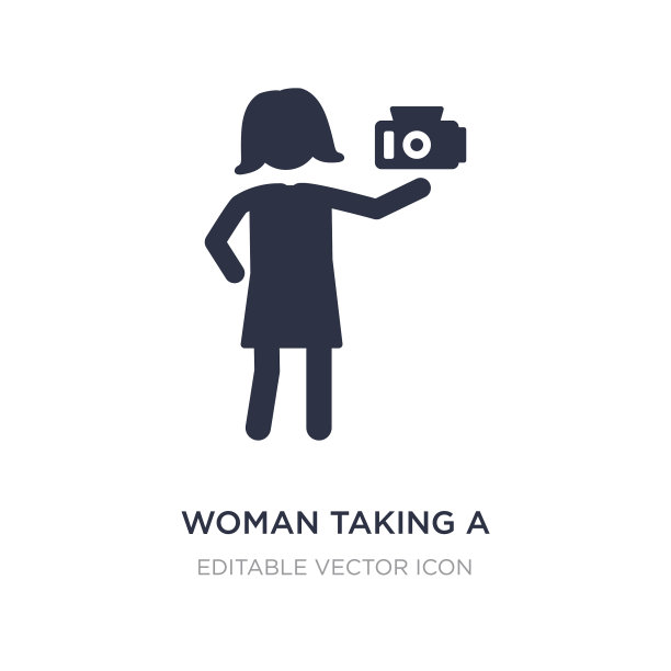 女人在白色背景上拍照图标图片下载