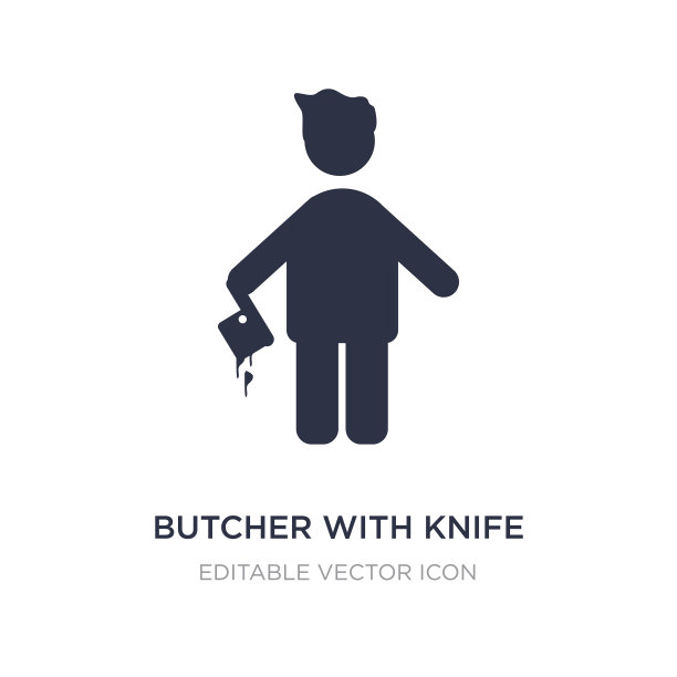 屠夫与刀的图标在白色的背景图片下载