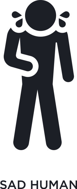 悲伤的人类孤立图标简单的元素图片下载