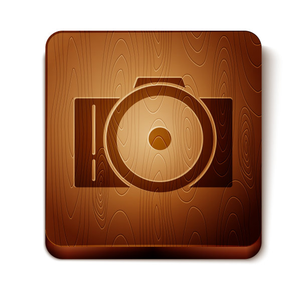 棕色照片相机图标孤立在白色图片下载