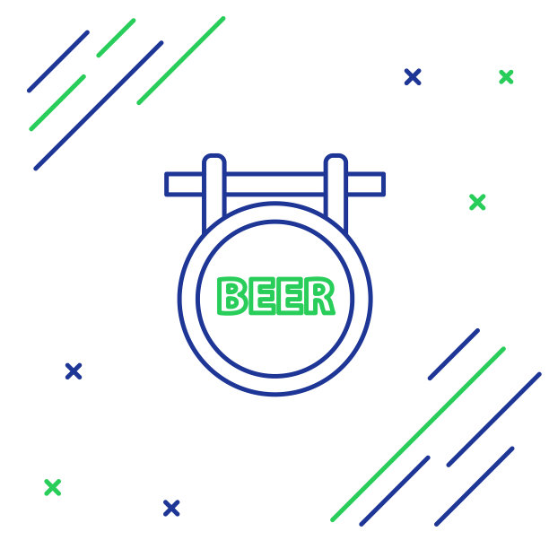 蓝线和绿线的街道招牌图片下载