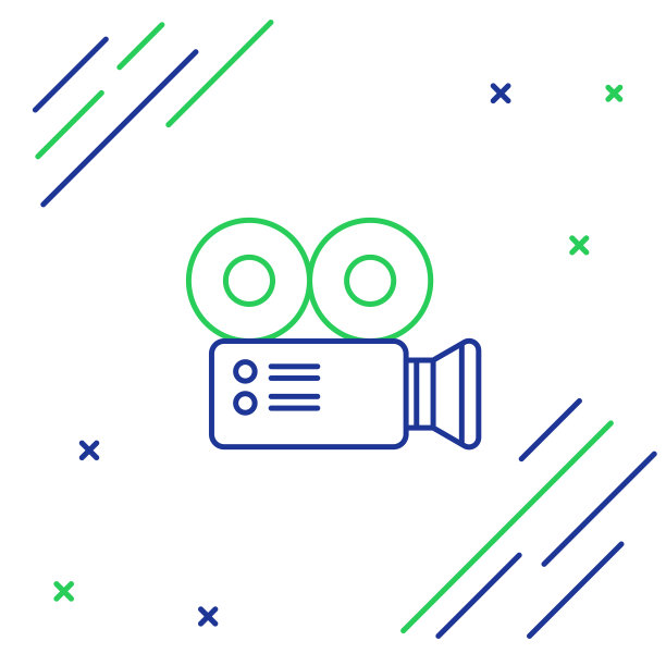 蓝线和绿线影院摄像机图标隔离图片下载