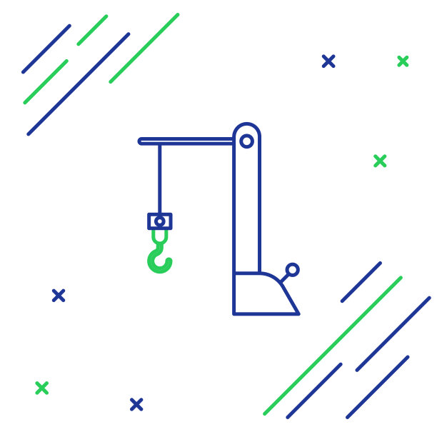 蓝绿线港口起重机图标图片下载