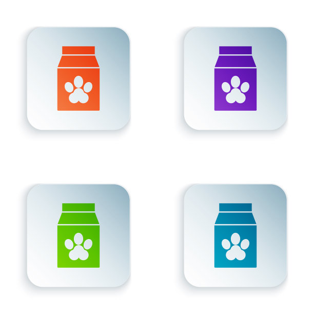 彩色袋宠物食品图标隔离白色图片下载