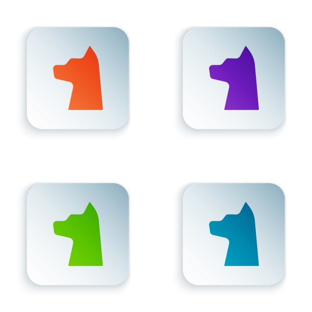 彩色猫图标孤立在白色背景设置图片下载