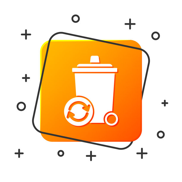 白色回收站与回收符号图标图片下载