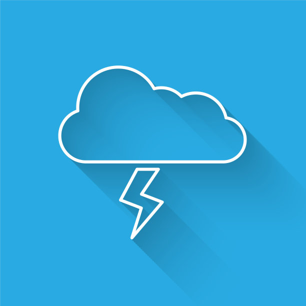 白色线风暴图标孤立与长阴影图片下载