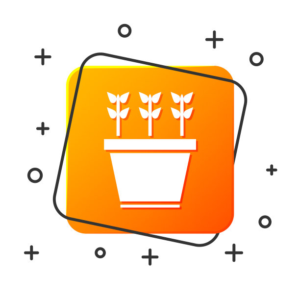 白色植物在盆栽图标孤立在白色图片下载