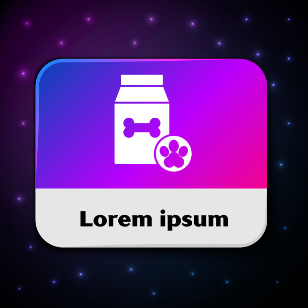 白色袋宠物食品图标孤立在黑色图片下载