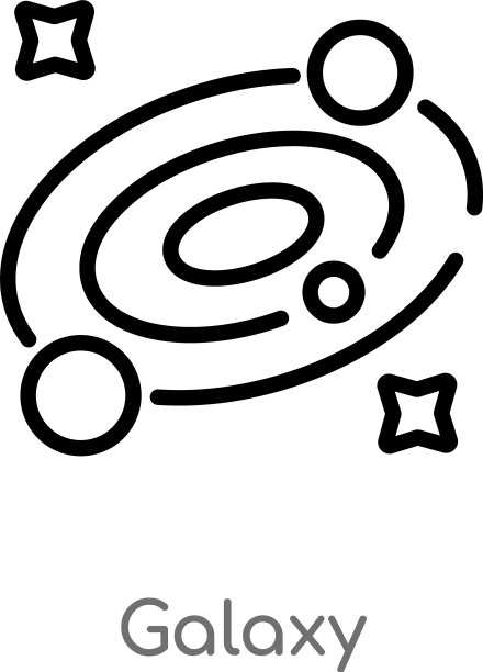 星系图标黑色简约线条轮廓图片下载