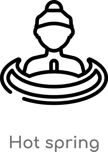 轮廓温泉图标孤立黑色简单图片下载