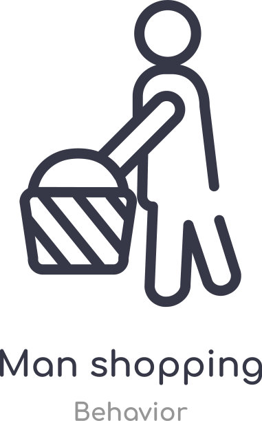 男人购物轮廓图标孤立线图片下载